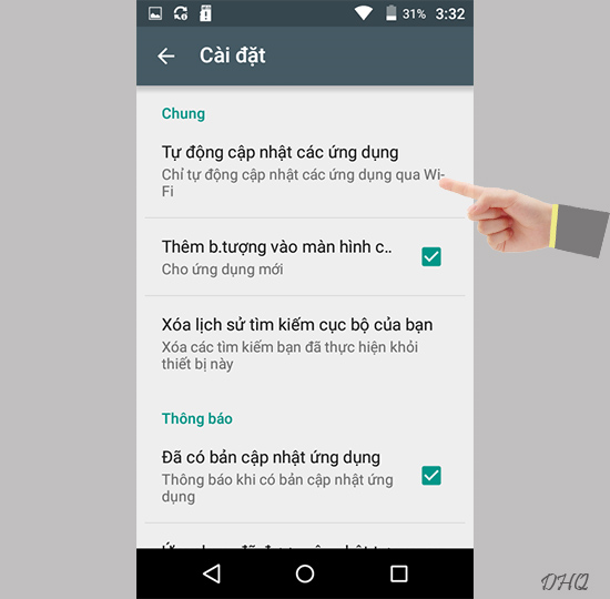 Chọn tự động cập nhật